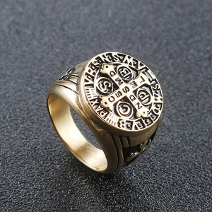 Bague unisexe en verre rétro classique à la mode, style punk gothique, plaqué or 18 carats, cadeau, bijoux tendance - Product Image 4