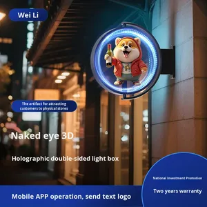 Letrero Luminoso <span class=keywords><strong>LED</strong></span> Holográfico 3D Redondo y Atractivo, Letrero Comercial para Montar en la Pared Interior de una Tienda - Product Image 1