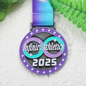 Medallas Metálicas Personalizadas de Aleación de Zinc con Estrellas 3D en Relieve, Medalla de Maratón Esmaltada, Medalla de Atletismo Infinity 2025 para Corredores - Product Image 2