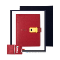 Carnet à feuilles mobiles en cuir personnalisé avec serrure à empreintes digitales sans fil, lampe de lecture LED, carnet à empreintes digitales avec batterie externe