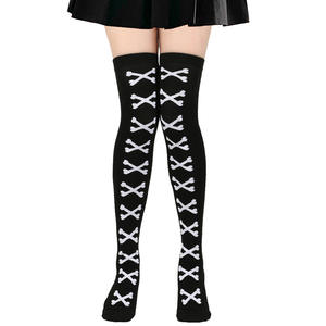FF4146 Halloween <span class=keywords><strong>esqueleto</strong></span> espeluznante estampado Cosplay sobre la rodilla calcetines largos compresión muslo <span class=keywords><strong>medias</strong></span> altas para mujeres y niñas - Product Image 3