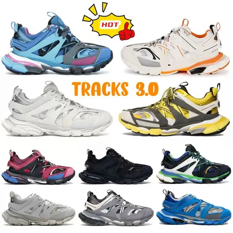 Zapatos informales de diseñador Triple S Track 3,0, zapatillas de deporte, suela de cristal de nitrógeno transparente, zapatillas de diseñador para hombre y mujer