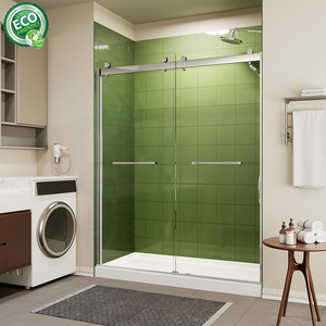 Porte de douche semi-cadre en verre nano facile à nettoyer, finition nickel brossé, directement de l'usine - Product Image 1
