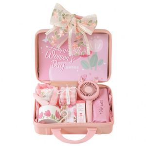 Recuerdos de Boda de Acero Inoxidable Ecológicos y de Lujo de Nuevo Estilo para Invitados, Caja de Regalo Tipo Maleta de Color Rosa, el Mejor Set de Regalo para Niñas - Product Image 1