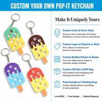 Porte-clés anti-stress Pop It Popsicle personnalisé en silicone, jouet à bulles, 4 combinaisons de couleurs, avec logo OEM, cadeau scolaire, vente en gros