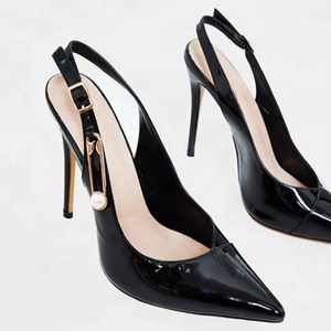 Reflective PU Upper Ankle Buckle Strap Women Dress Shoes High Thin Heel Solid Pointed Toe Slingback Ladies Sandals Big Size 43 - Product Image 6