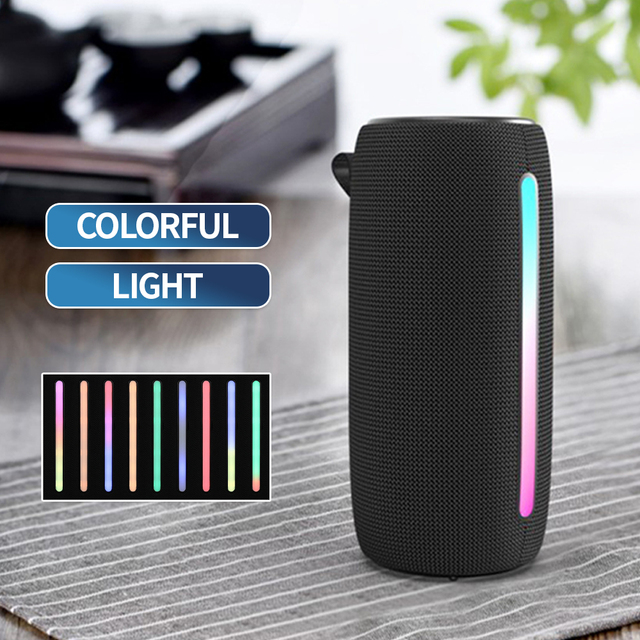 Built-in Battery Multi-color RGB Light 5-10W Stereo Surround Fabric Bluetooth Speaker with TWS for Indoor