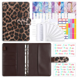 Carpeta de cuaderno de cuero Pu con estampado de leopardo A5 <span class=keywords><strong>A6</strong></span>, bolsillo para planificador de presupuesto, sobres de presupuesto personal, sistema de carpeta con cremallera - Product Image 3