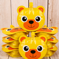 Pochette souple personnalisée brillante imprimée numériquement, réutilisable, pour liquides, emballage de collations pour enfants, avec bec verseur en forme d'animal mignon et bouchon