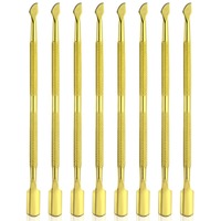 Outils de manucure Hadiyah Beauty, lime à ongles, pousse-cuticules, éliminateur de peaux mortes, pousse-ongles en acier inoxydable doré, double extrémité, double usage