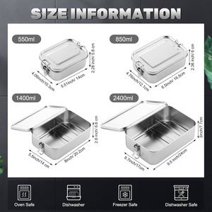 Lonchera Bento de Acero Inoxidable a Prueba de Fugas, Apta para Microondas, con Sello de Silicona, Libre de BPA, Capacidad de 1-3L - Product Image 2