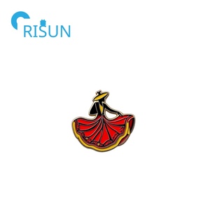 Fabricación de Metal personalizado España Baile Flamenco bailarina esmalte joyería solapa Pin broche personalizar baile Flamenco Pin insignia - Product Image 6