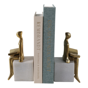 Fermalibri moderni in marmo con statuetta decorativa per scaffali, armadi e librerie, elegante decorazione per la casa - Product Image 2