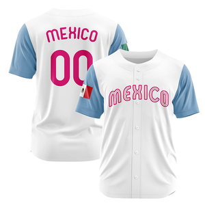 Diseño personalizado Nuevo diseño Sublimación Hombres Jersey de béisbol Manga corta Cuello en V Botón arriba Camuflaje Béisbol Camisetas - Product Image 4