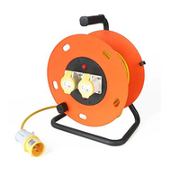 Enrouleur de câble industriel 25m 50m CEE 16A 240V avec double prise, enrouleur PP, cadre en fer triangulaire, câbles 1,5mm et 2,5mm