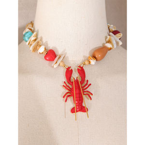 Xy 3405 Thời Trang Đại Dương Phong Cách Trang Sức Mới Handmade <span class=keywords><strong>Shell</strong></span> Acrylic Nhựa Đá Quý Cua Đỏ Tôm Hùm Mặt Dây Chuyền Vòng Cổ - Product Image 6