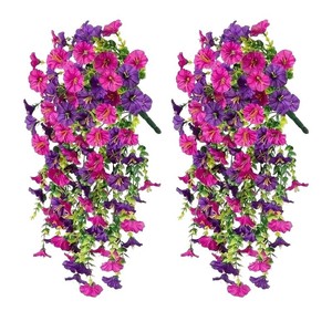 Décoration murale artificielle de fleurs de gloire du matin jaunes en plastique pour intérieur - Product Image 5