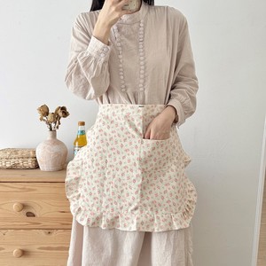 Delantal sin mangas con encaje floral, estilo coreano <span class=keywords><strong>Lolita</strong></span>, de media longitud, con tacto de lino y algodón, antimanchas, para cafeterías. - Product Image 2