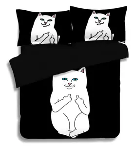 动物猫狗卡通印花学生儿童纯棉被套设置床上用品套装 3pcs
