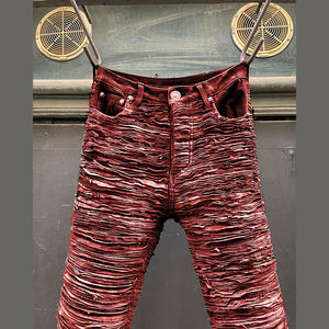 DIZNEW Vente en gros d'usine Jeans usés empilés pour hommes, coupe droite, slim, <span class=keywords><strong>effet</strong></span> vieilli, denim déchiré, pantalon 2023 - Product Image 3