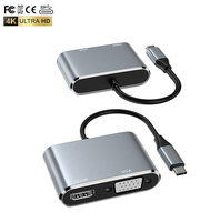 Hub hdmi USB-C de type C avec 2 ports 2-en-1 HDMI VGA pour accessoires informatiques