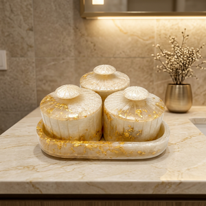 Modern Luxury Crystal <b>Spice</b> <b>Jar</b> Set with Gold Leaf Round Plastic Lid Air Tight Storage Bottles for Kitchen Use M Size - Product Image 1