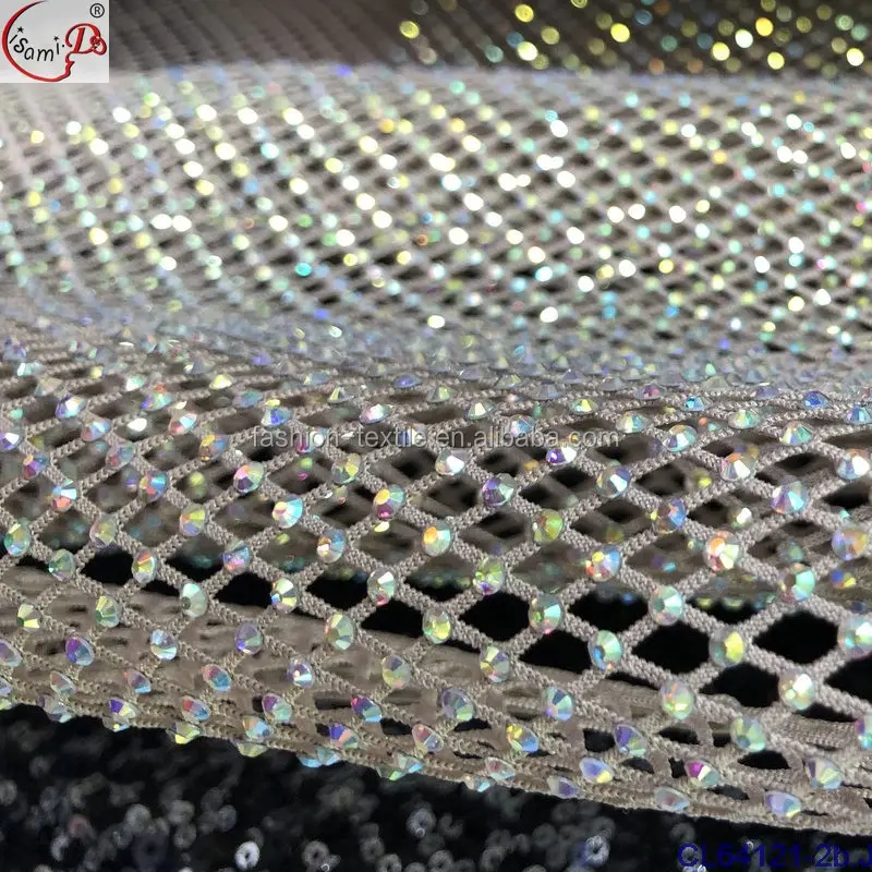 Venda por atacado de diamante malha envoltório brilhante strass fita de bandas cristais tecido strass para design popular