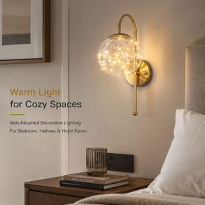 Lámpara de pared LED dorada moderna para dormitorio, hotel, hogar, decorativa para interiores, luz blanca cálida, montada en la pared, 6W, 20cm, 42cm - Product Image 4