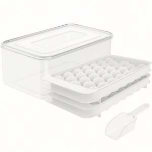 Meilleures ventes : Moule à glaçons rond mini en plastique sans BPA avec couvercle et bac, et pelle à glace - Product Image 6