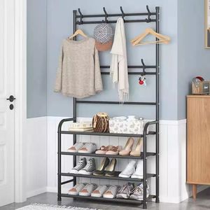 5 Layers Bedroom <b>Coat</b> Hanger <b>Stand</b> Clothes Rack 80cm Large Size Metal <b>Hallway</b> <b>Coat</b> Rack With Shoe Rack - Product Image 2