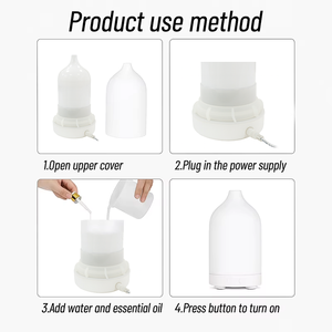 Humidifier Ruangan 100ML Elektrik Ultrasonik Keramik <span class=keywords><strong>Aroma</strong></span> <span class=keywords><strong>Diffuser</strong></span> Minyak Esensial Dekorasi Rumah Tangga - Populer & Laris - Product Image 6