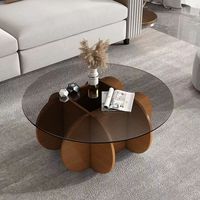 Meubles de maison modernes, table basse de salon, forme de boule, plateau en verre couleur café, table ronde convertible