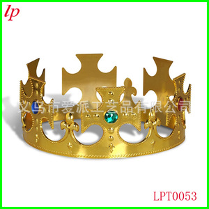 LPP2054 Couronne royale dorée en plastique, diadème de princesse, accessoire de costume pour fête d'anniversaire - Product Image 3