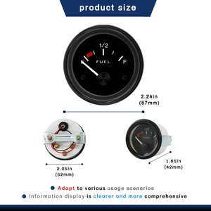 Đồng hồ đo mức nhiên liệu tự động xe hơi 12V E-1/2-f con trỏ 2 "52mm phổ màu trắng dẫn khói mét với cảm biến nhiên liệu phao dầu - Product Image 4
