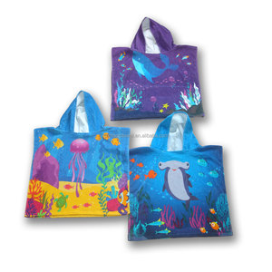 Toalla de rizo de algodón 100% tejida Lisa bordado de colores personalizado Toalla de baño para niños Poncho Toalla de bebé con capucha Animal - Product Image 6