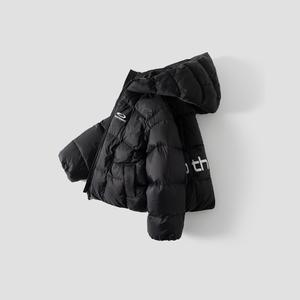 Nouvelle veste chaude légère en polyester à col montant zippé pour garçons et filles, <span class=keywords><strong>doudoune</strong></span> longue à capuche - Product Image 2