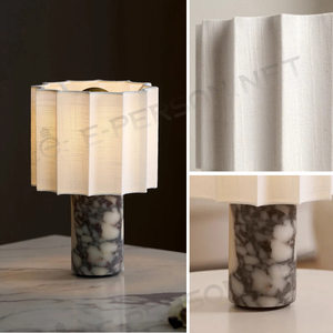 Real Calacatta Viola Marble Rechargeable <strong>Table</strong> <strong>Lamp</strong> with 3 Color <strong>Touch</strong> Dimming - Product Image 3