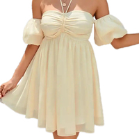 Robe chic pas cher dame moulante hors épaule robe d'anniversaire vêtements été manches bouffantes longue décontracté Sexy robe élégante pour les femmes