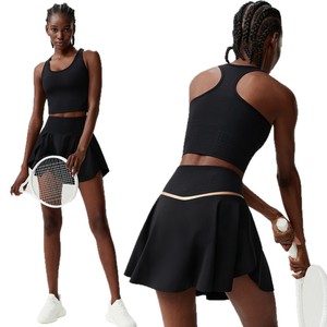 Roregal été athlétique culture débardeur <span class=keywords><strong>Tennis</strong></span> Mini jupe avec short Golf porter <span class=keywords><strong>Tennis</strong></span> ensemble tenues pour les femmes - Product Image 3