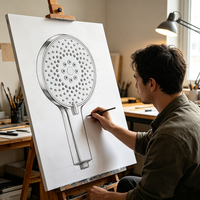 Pommeau de douche hygiénique à prix abordable avec buses en silicone amovibles, anti-obstruction, jet pluie et oxygène, pour salle de bain