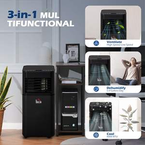 Aire acondicionado portátil HomCom de 10000 BTU solo con función de refrigeración, con control remoto y temporizador para habitaciones de hasta 298 pies cuadrados. - Product Image 3