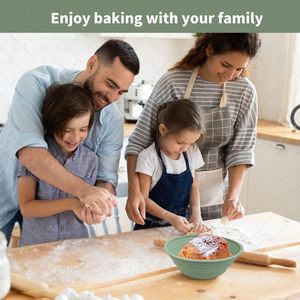 2Pcs Silicone Bread Proofing <b>Baskets</b> 10" Round & 9" Oval <b>Foldable</b> Dough Proofing Bowl Containers Sourdough Bread Baking Supplies - Product Image 2