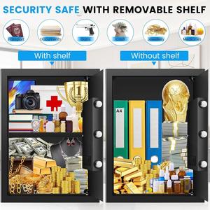 Caja Fuerte Weichi al Mejor Precio, Caja de Seguridad Antirrobo de Acero de 42 cm de Alto con Estante Extraíble para Hogar/Oficina/Hotel - Product Image 4