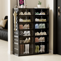 Armoire à chaussures portable en plastique noir WANUO, armoire à chaussures en plastique monobloc facile à installer, armoire à chaussures en plastique avec logo personnalisé