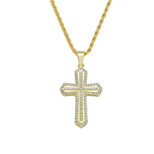 New Simple Popular Design Alloy Gold Plated <b>Cross</b> Pendant Necklace Hiphop Stainless Steel <b>Chain</b> Men's Necklaces Fashion Jewelry - Product Image 5