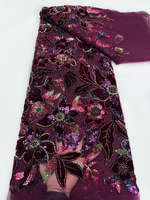 Vente chaude 2026, prix compétitif, velours à paillettes violet foncé, prix de gros, perles de velours à paillettes pour robe de mariée