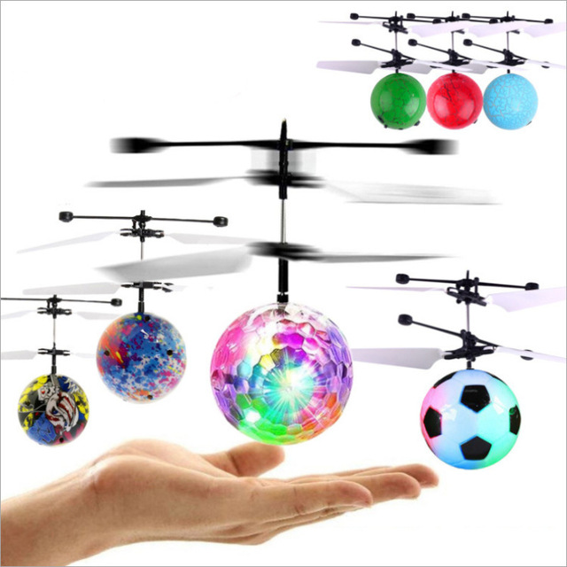 Custom Logo Flying Ball Toys Soccer Design Mini Sensing Flying Toys Induction Flying Aircraft With Light for Kids Promotion Gift