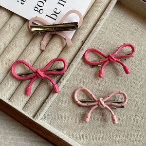 Korean Minimalist Polka Dot Pink Bow Hair Clip Ins Luxury Versatile Fringe Clip Side Hair Accessories for Women - Product Image 5