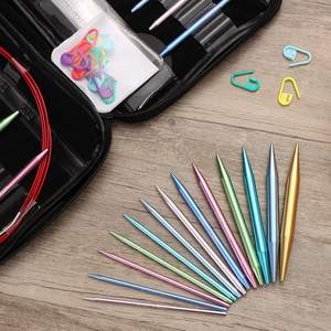 75802 Сменные алюминиевые круговые вязальные спицы, набор гладких вязальных спиц, универсальные проекты для рукоделия - Product Image 4