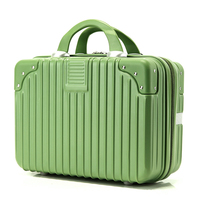 Valise de voyage portable en ABS PC rigide de 14 pouces, fermeture éclair, étui à maquillage tendance, personnalisable